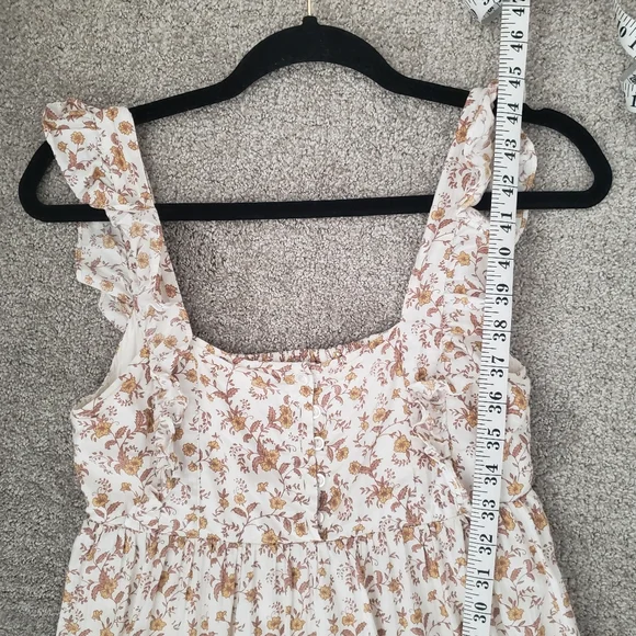 Noralee / Riley and Cru Mustard and White Floral Shirred Maxi Dress size XS - Picture 13 of 13